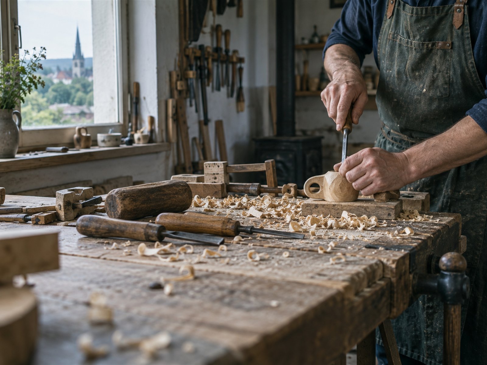 Hände bei der Arbeit in einer regionalen Handwerkswerkstatt
