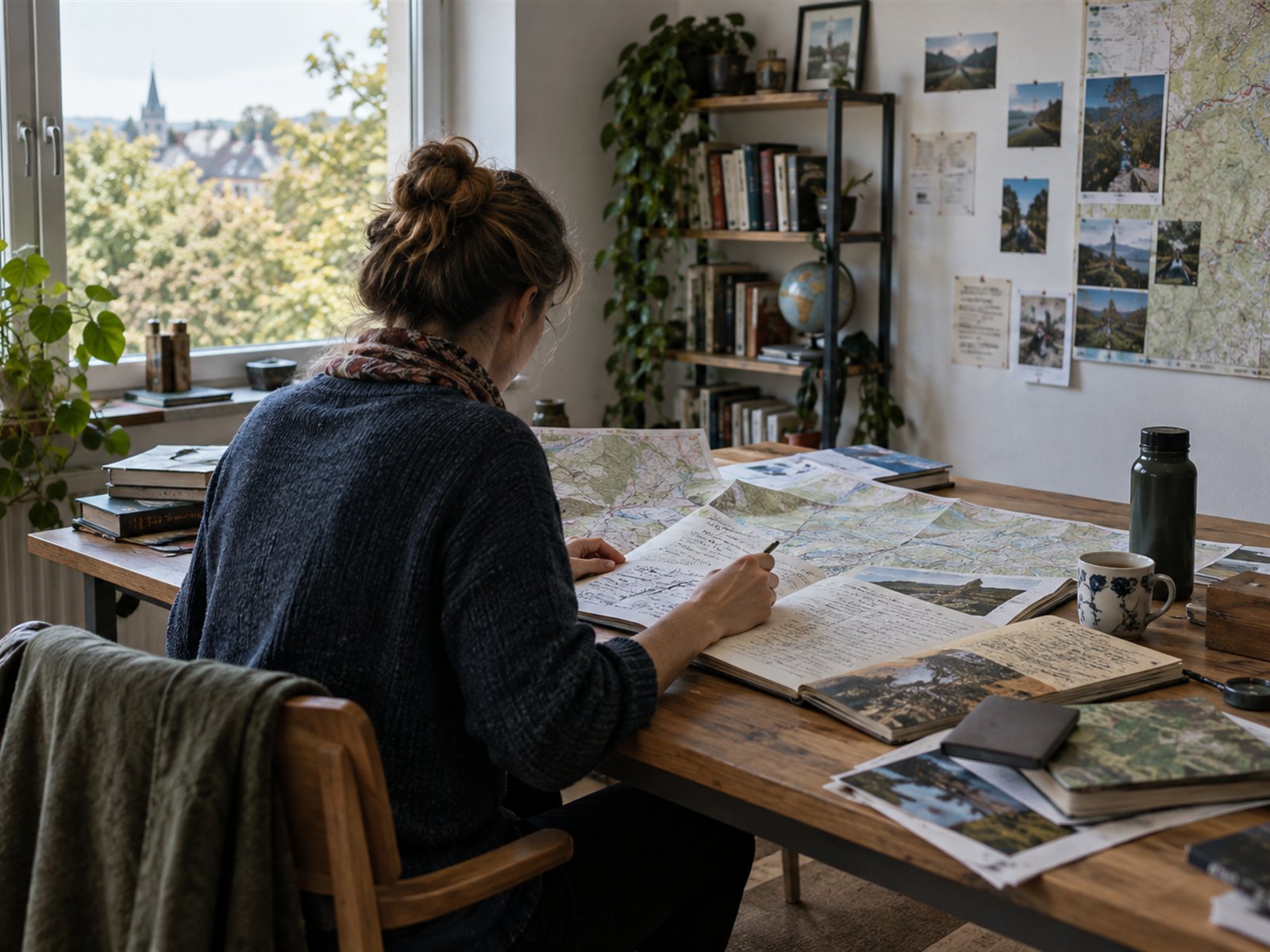 Redaktionelle Recherche mit Karten und Notizen